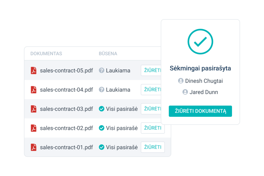 Pasirašykite dokumentus