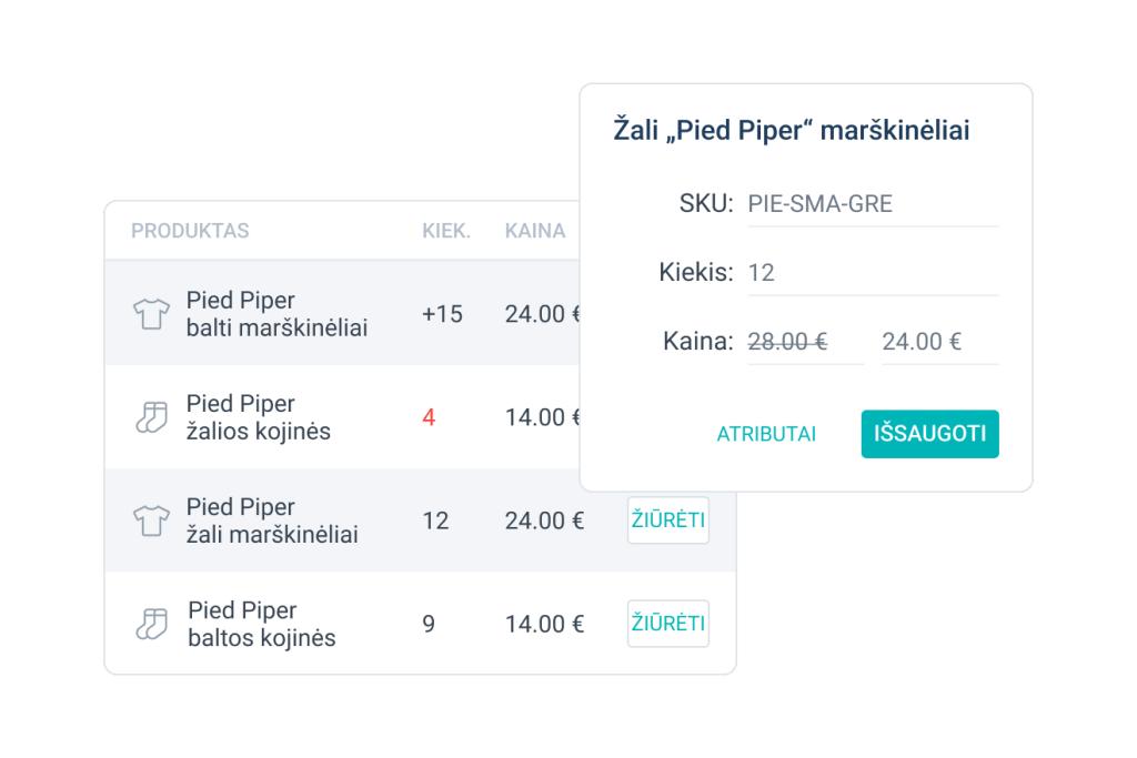 Valdykite informaciją apie produktą